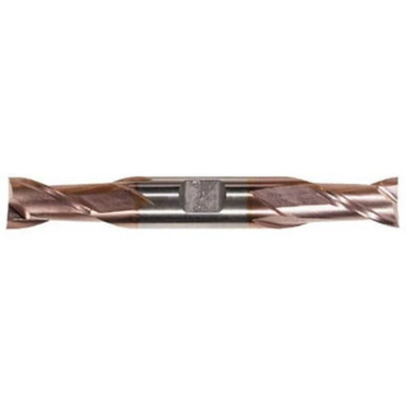 Hertel 1/2, 13/16 LOC, 1/2 Shank Diam, 4-1/8 OAL, 2 Flute, High Speed Steel Square End Mill Double End, TiCN Finish, ...